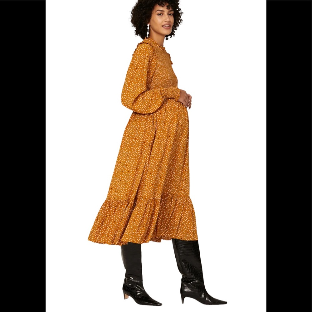 Hatch Mustard Yellow Long Sleeve Maternity Maxi Dress